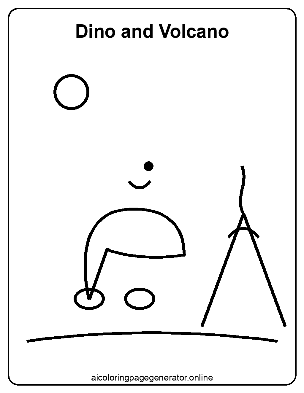 Free printable dinosaur and volcano scene coloring page