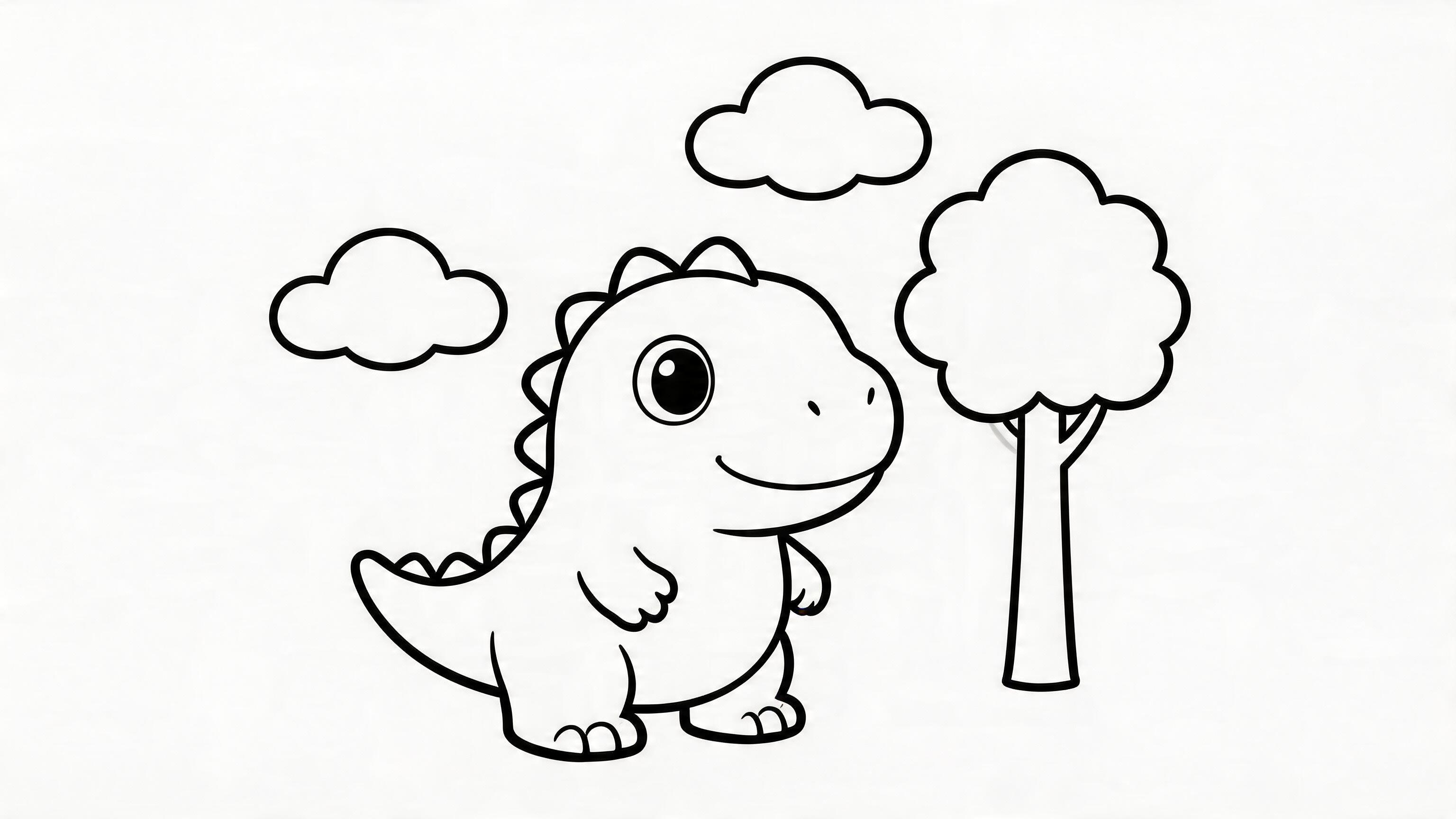 Printable friendly T-Rex coloring page sample
